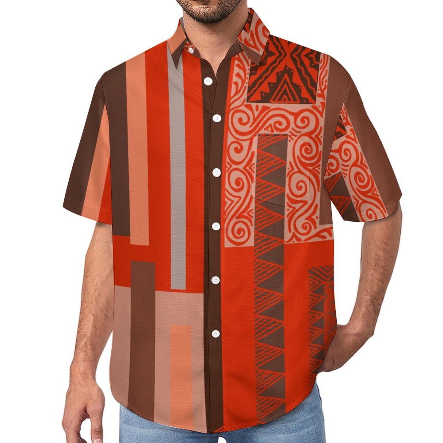 Chemise rouge pacific imprimé gatu