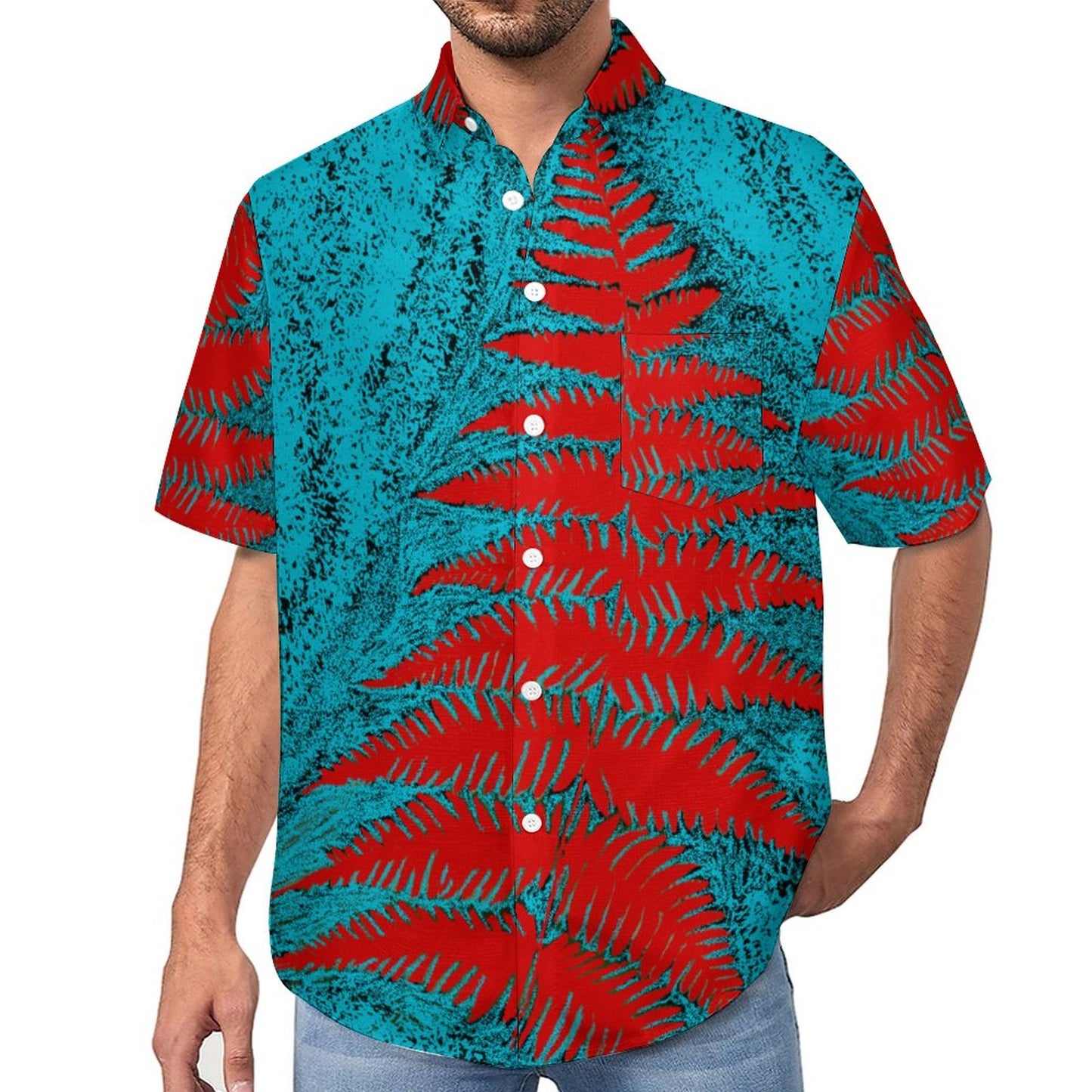 Chemise pacific imprimé feuille rouge