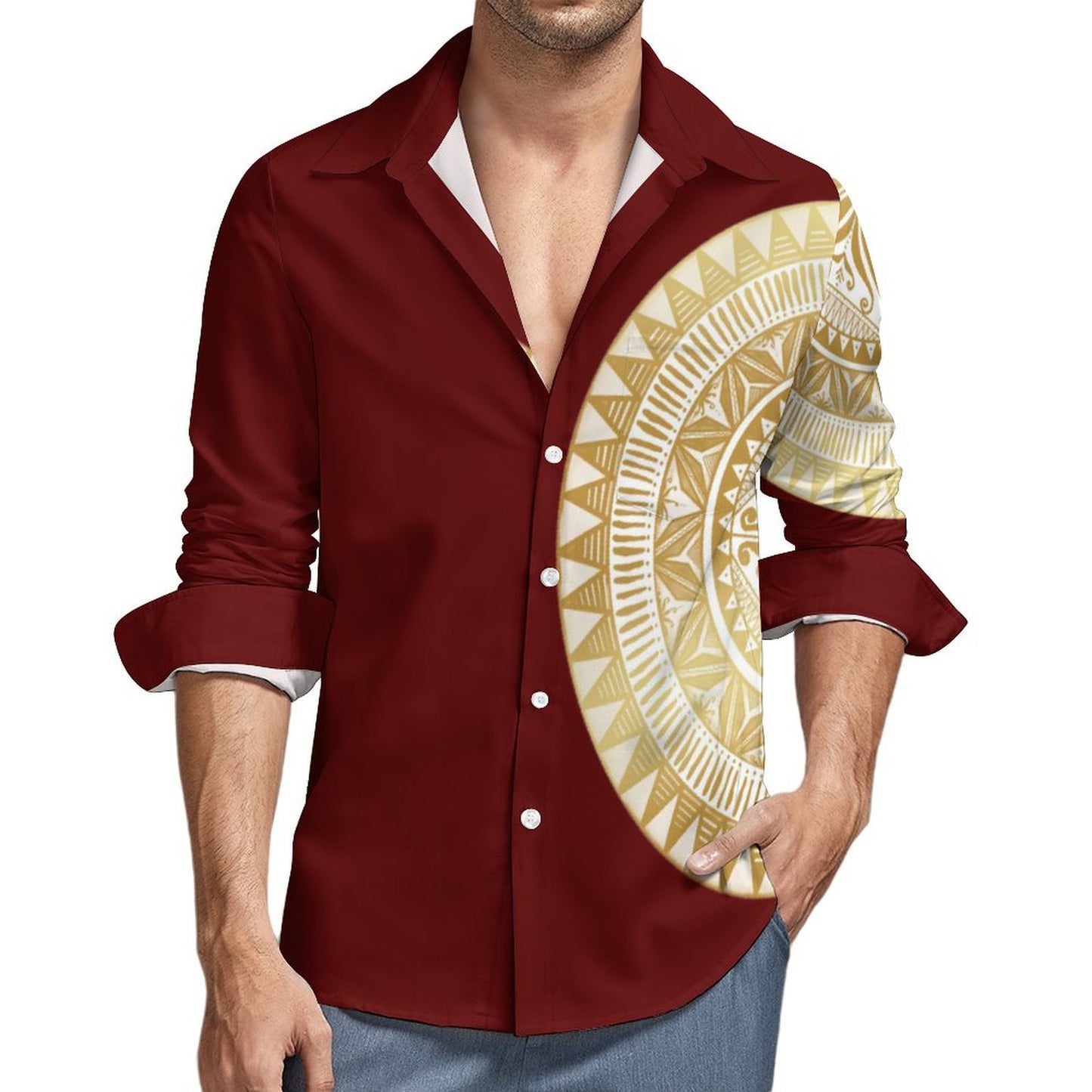 Chemise rouge imprimé tapa