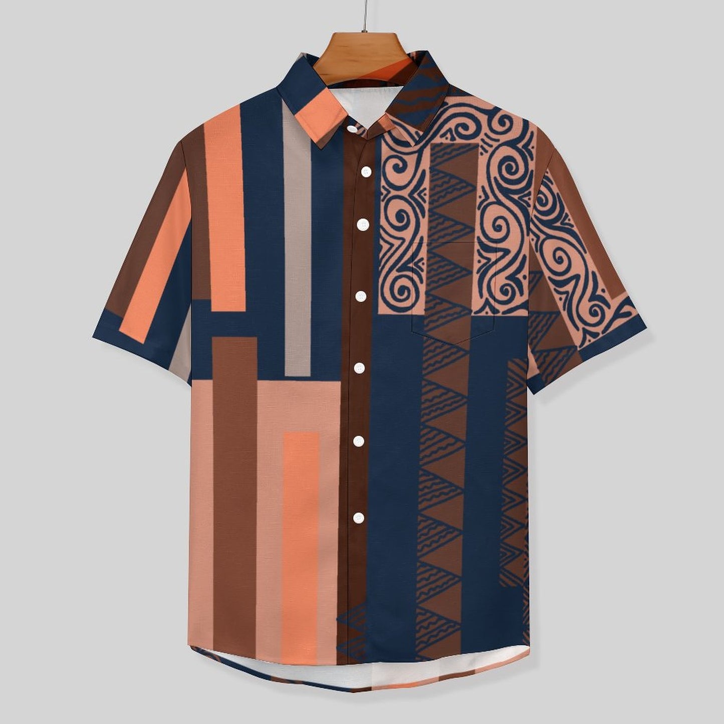 Chemise bleu foncé pacific imprimé gatu