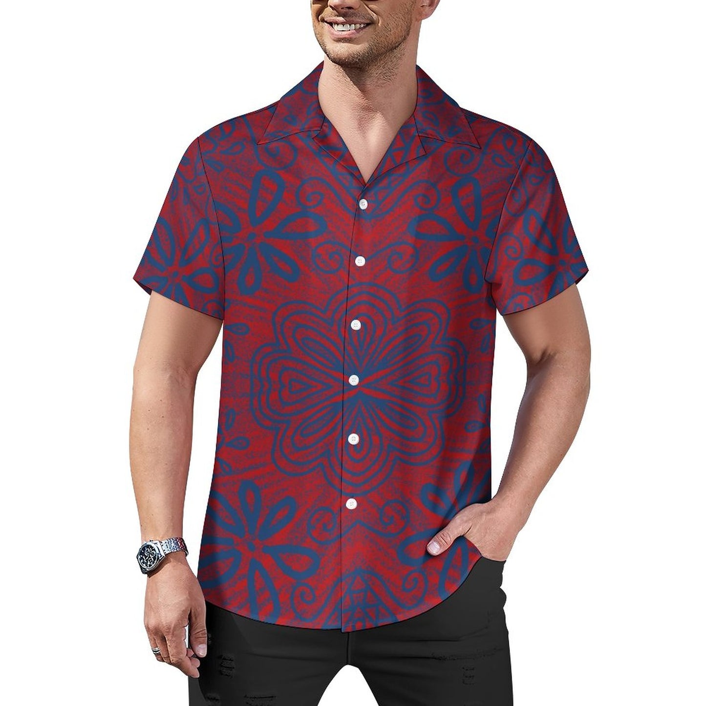 Chemise bleu imprimé fleur