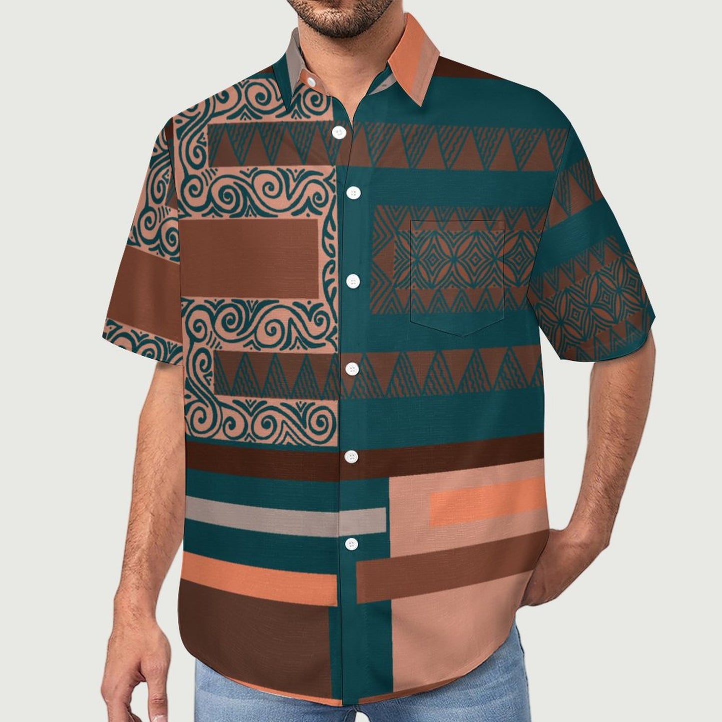 Chemise vert émeraude pacific imprimé gatu