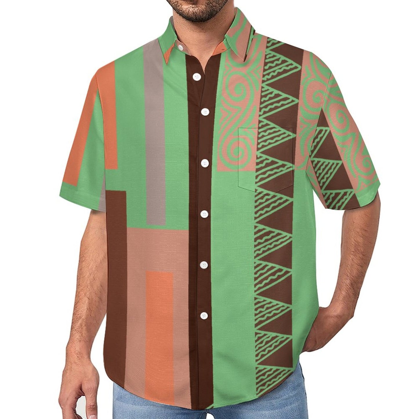 Chemise vert pacific imprimé gatu