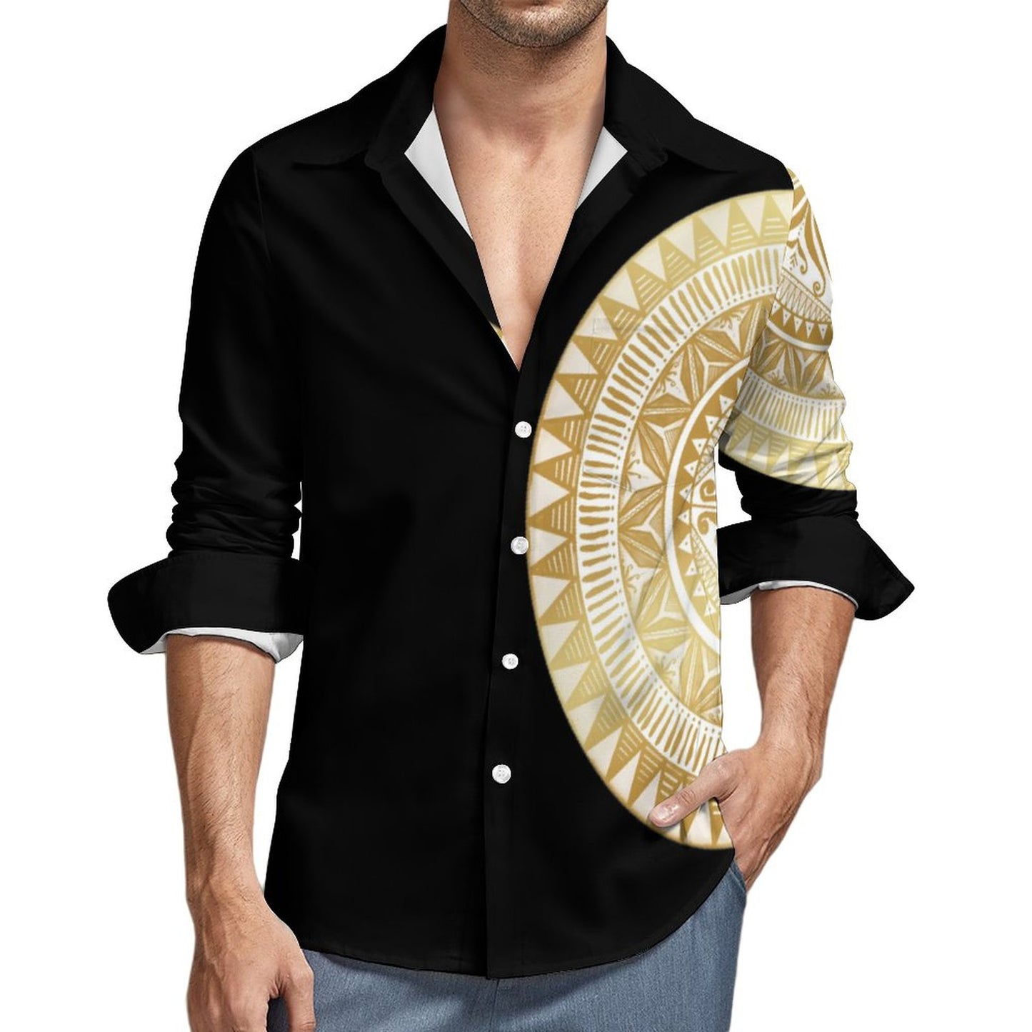 Chemise noir imprimé tapa