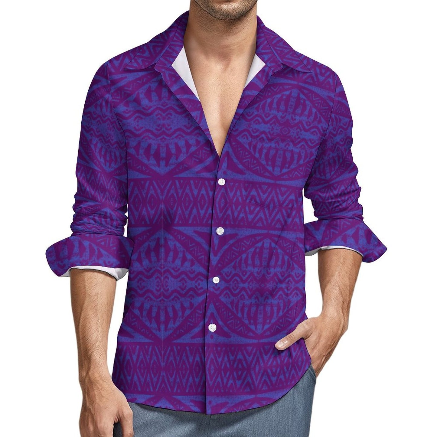 Chemise kalaga violet imprimé gatu
