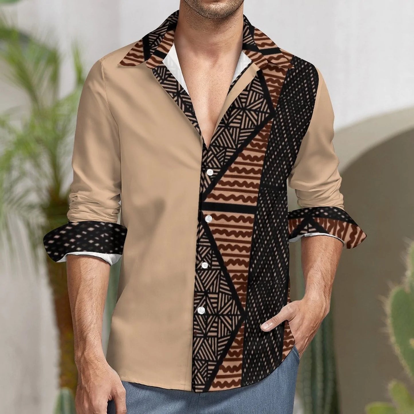 Chemise noir imprimé fleur gatu