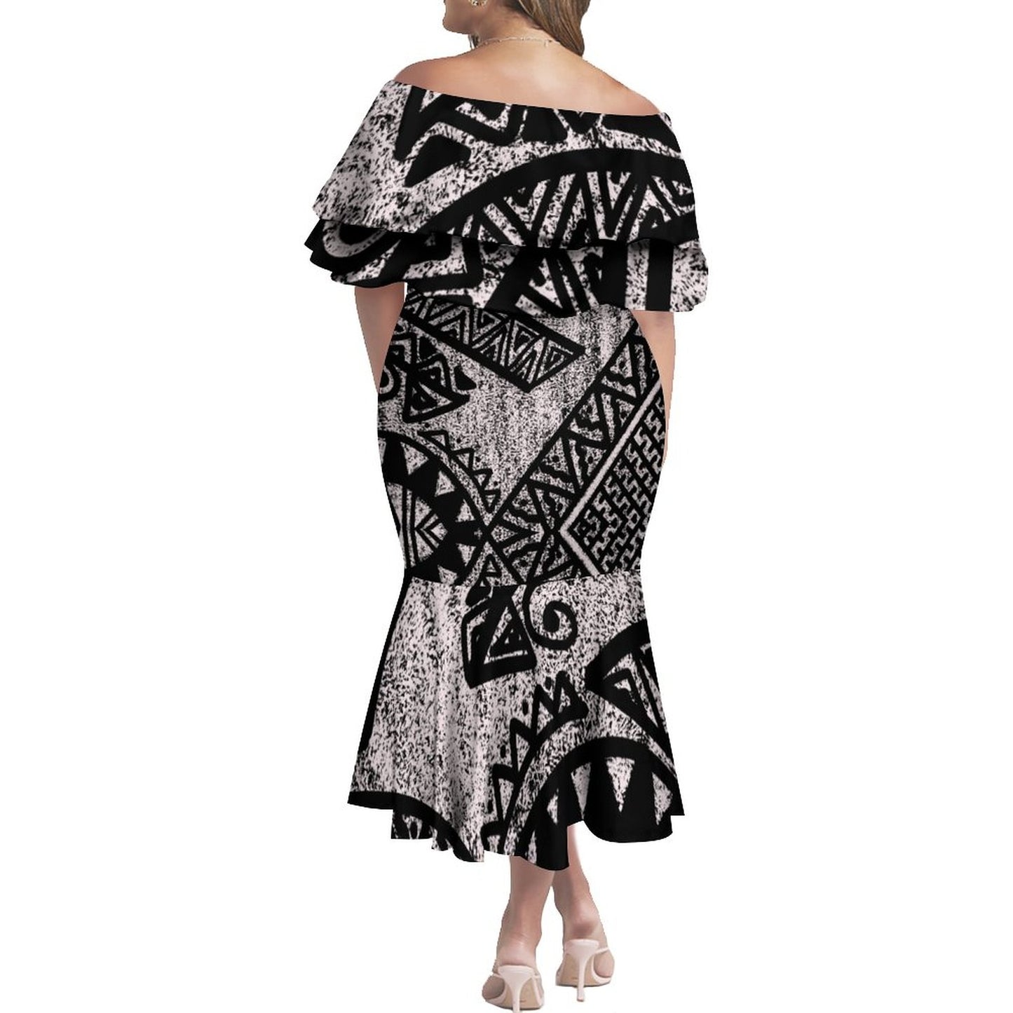 Robe volante imprimée noir