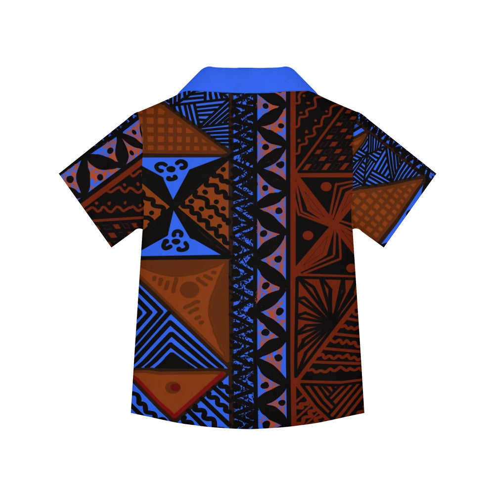 Chemise matt bleu imprimée gatu