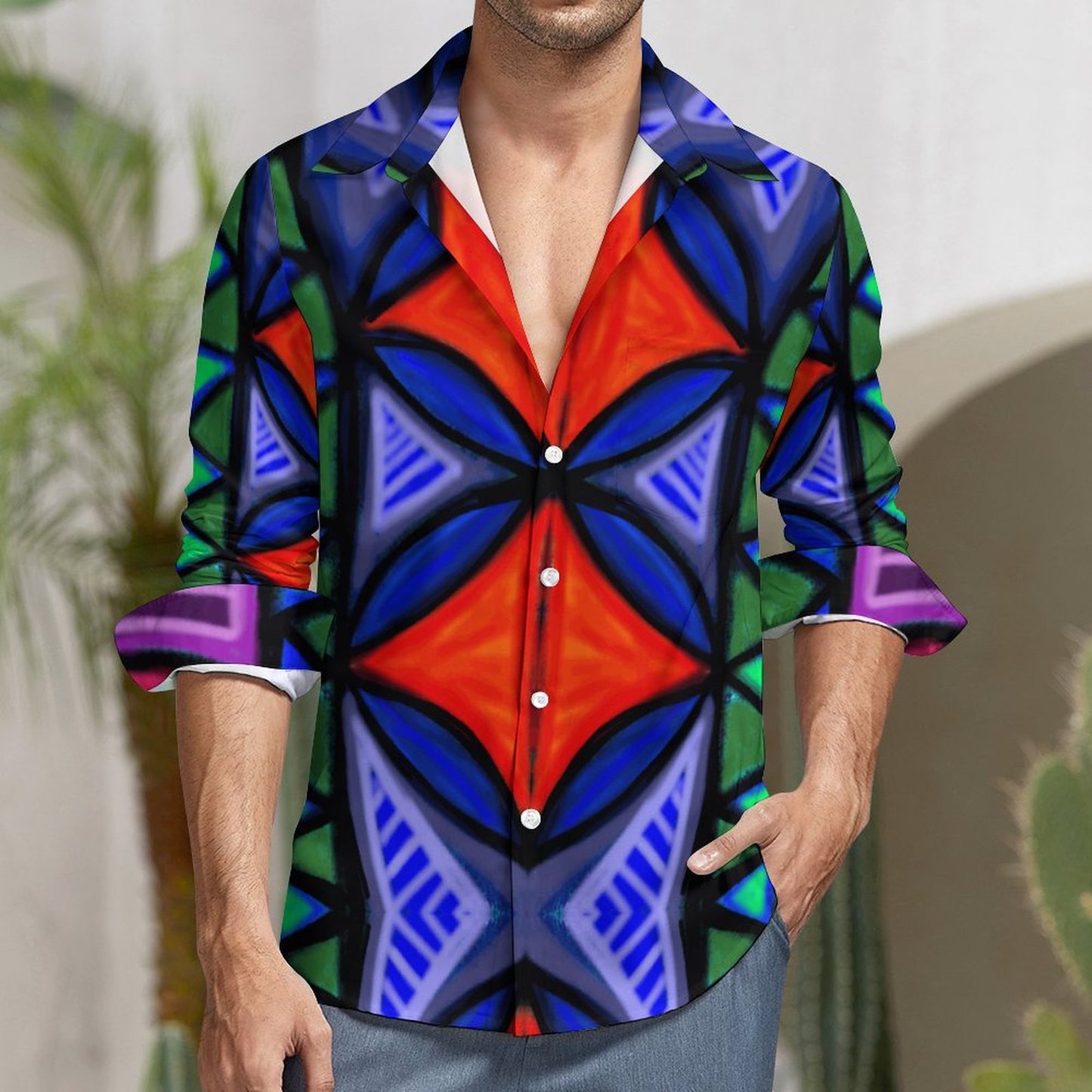 Chemise eva imprimé rouge/bleu