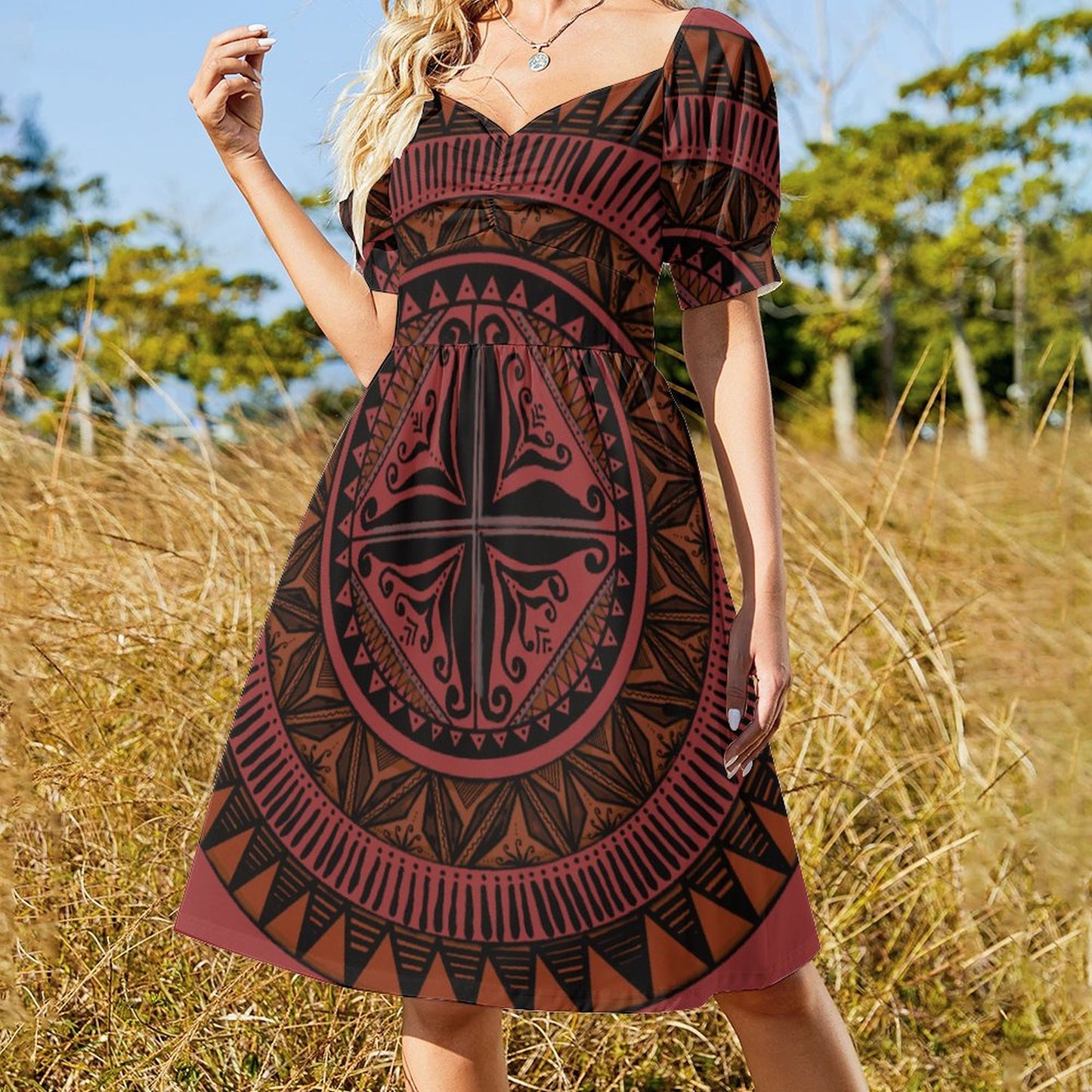 Robe ana rouge imprimée gatu