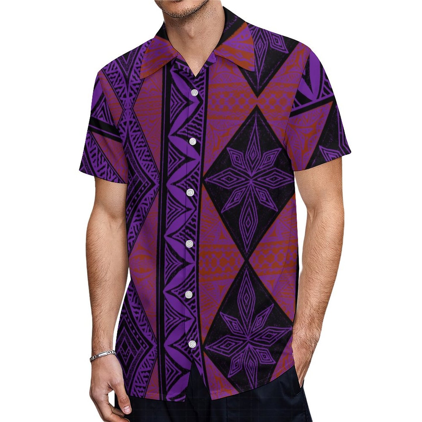 Chemise hévi violet imprimée gatu
