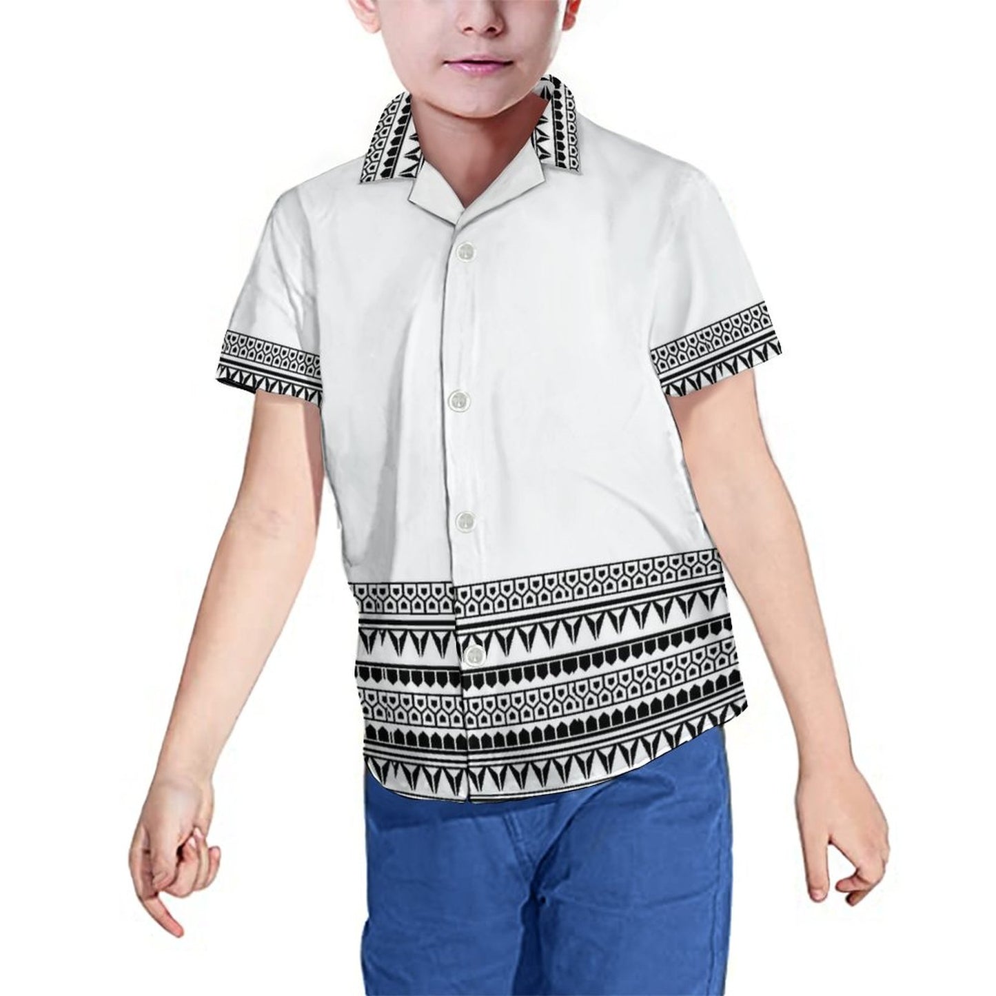 Chemise pour enfant imprimé tapa / blanc