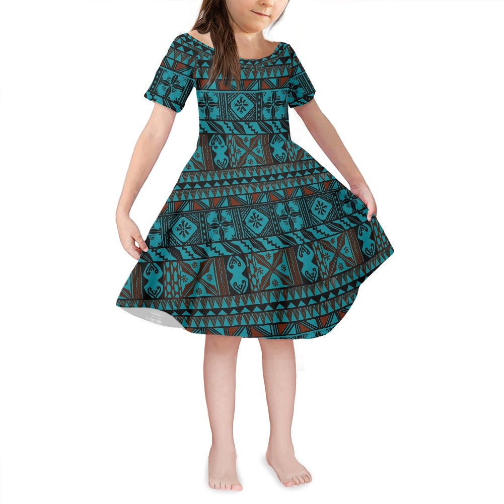 Robe lina vert imprimée gatu