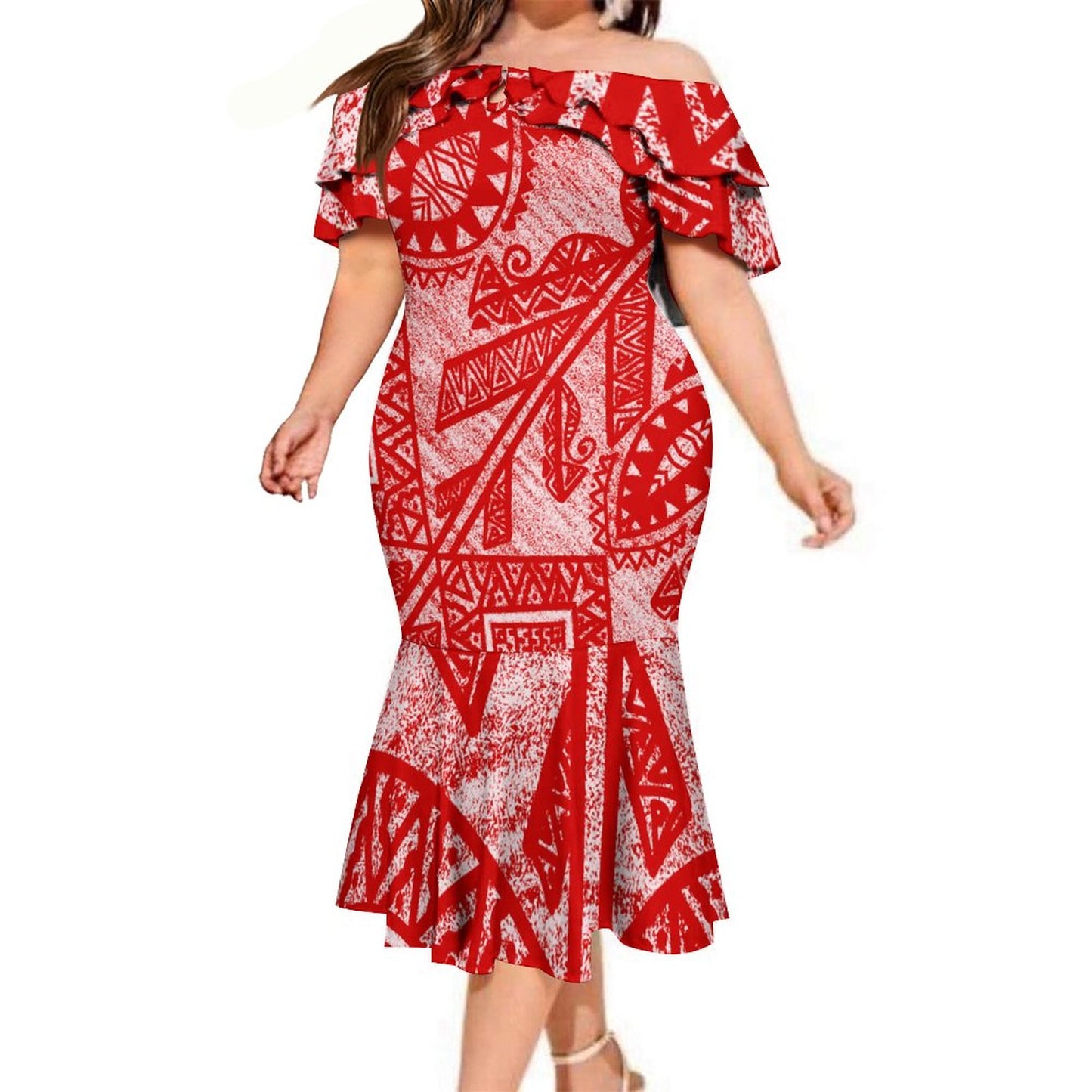 Robe volante imprimée rouge