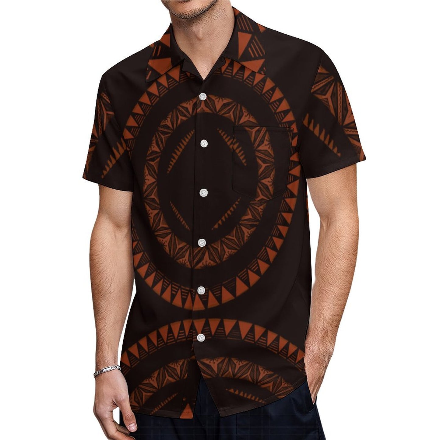 Chemise hévi noire imprimée gatu