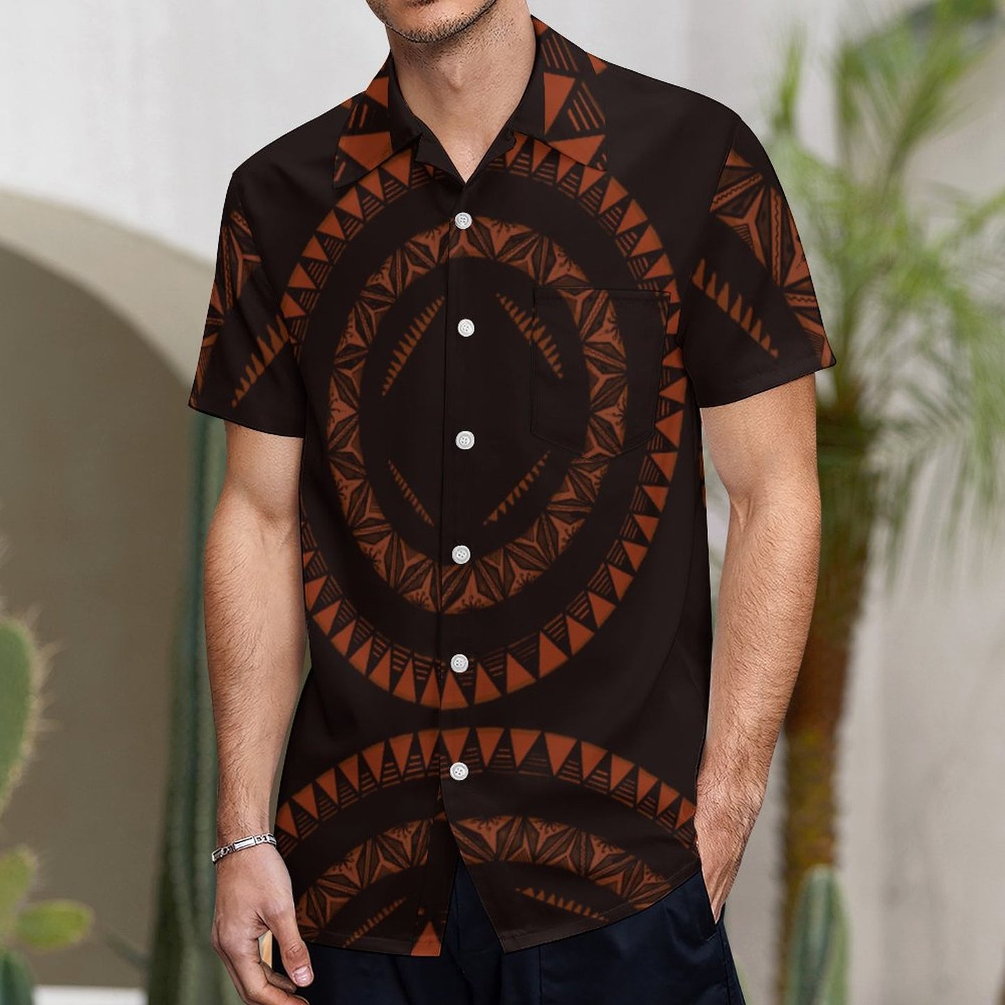 Chemise hévi noire imprimée gatu
