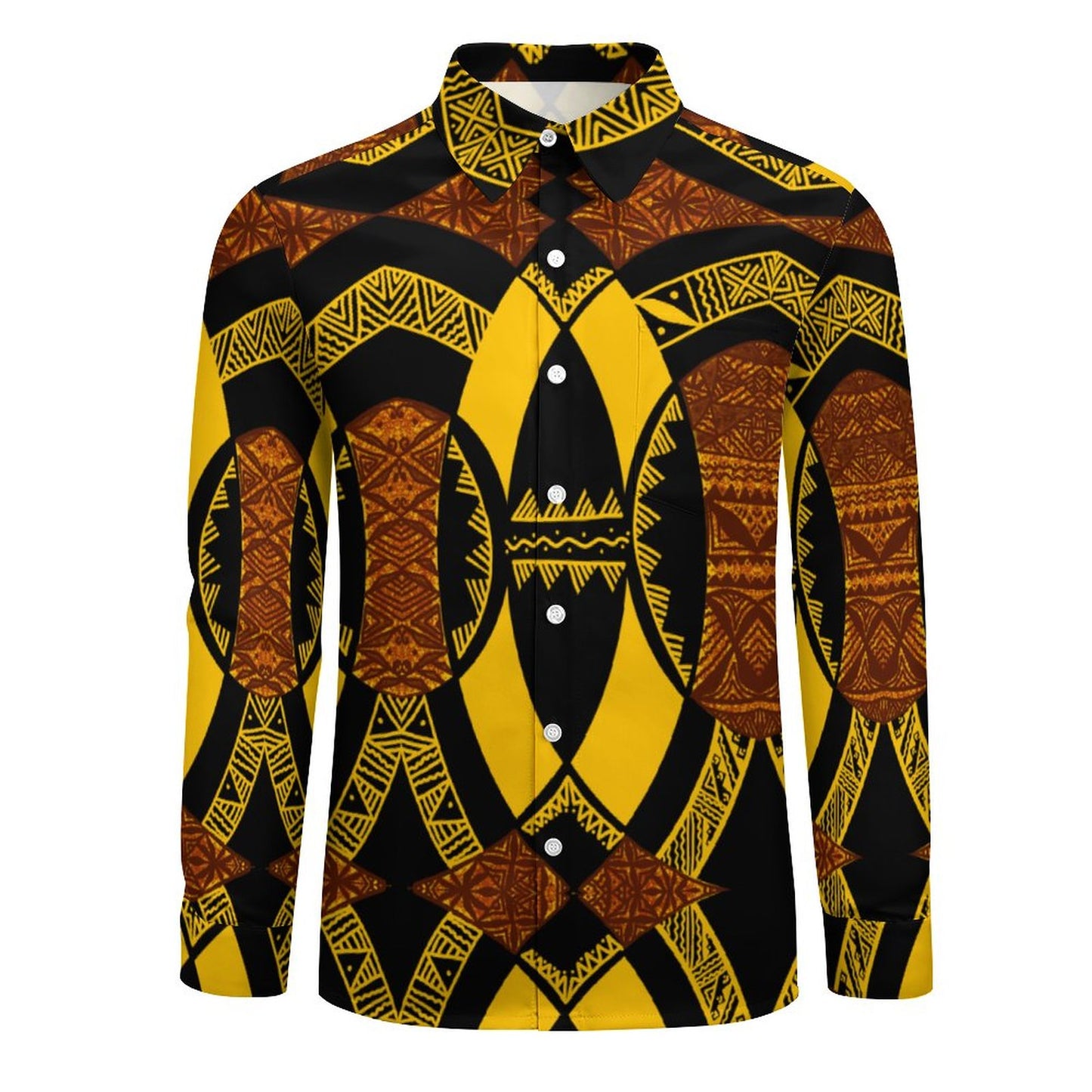 Chemise mata jaune imprimée tapa