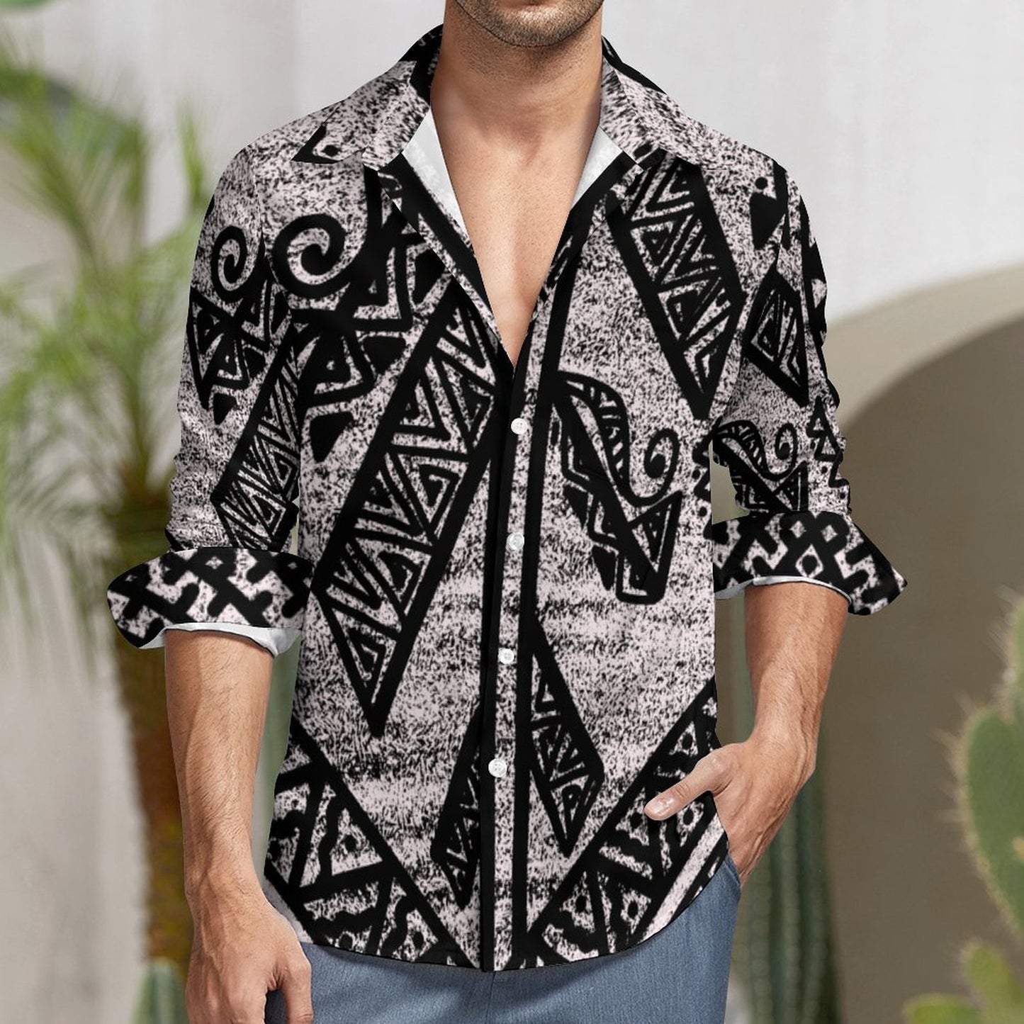Chemise kalaga noir imprimé