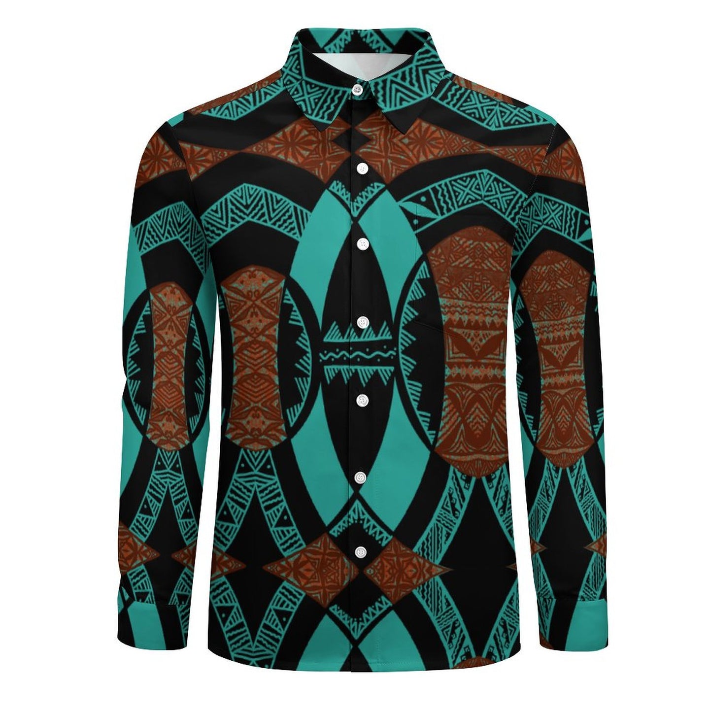 Chemise mata vert imprimée tapa