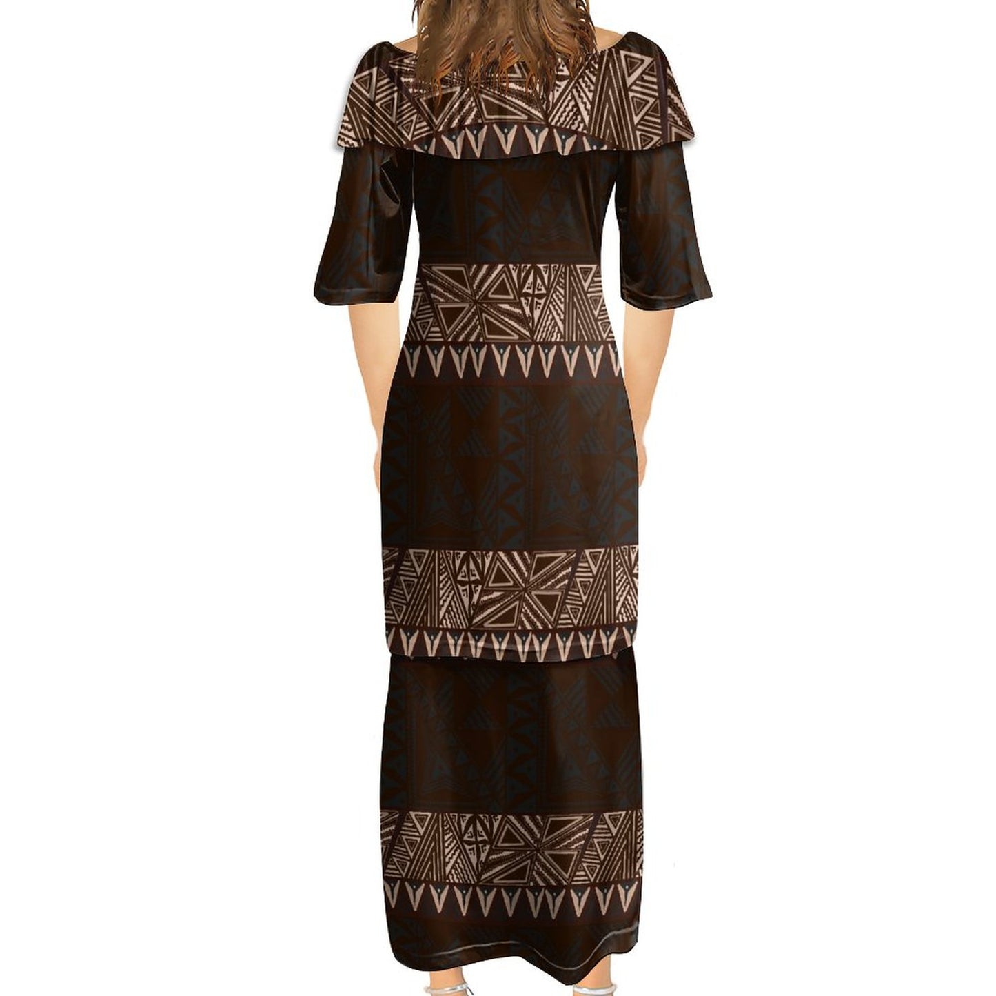 Ensemble kati marron haut/jupe motif gatu
