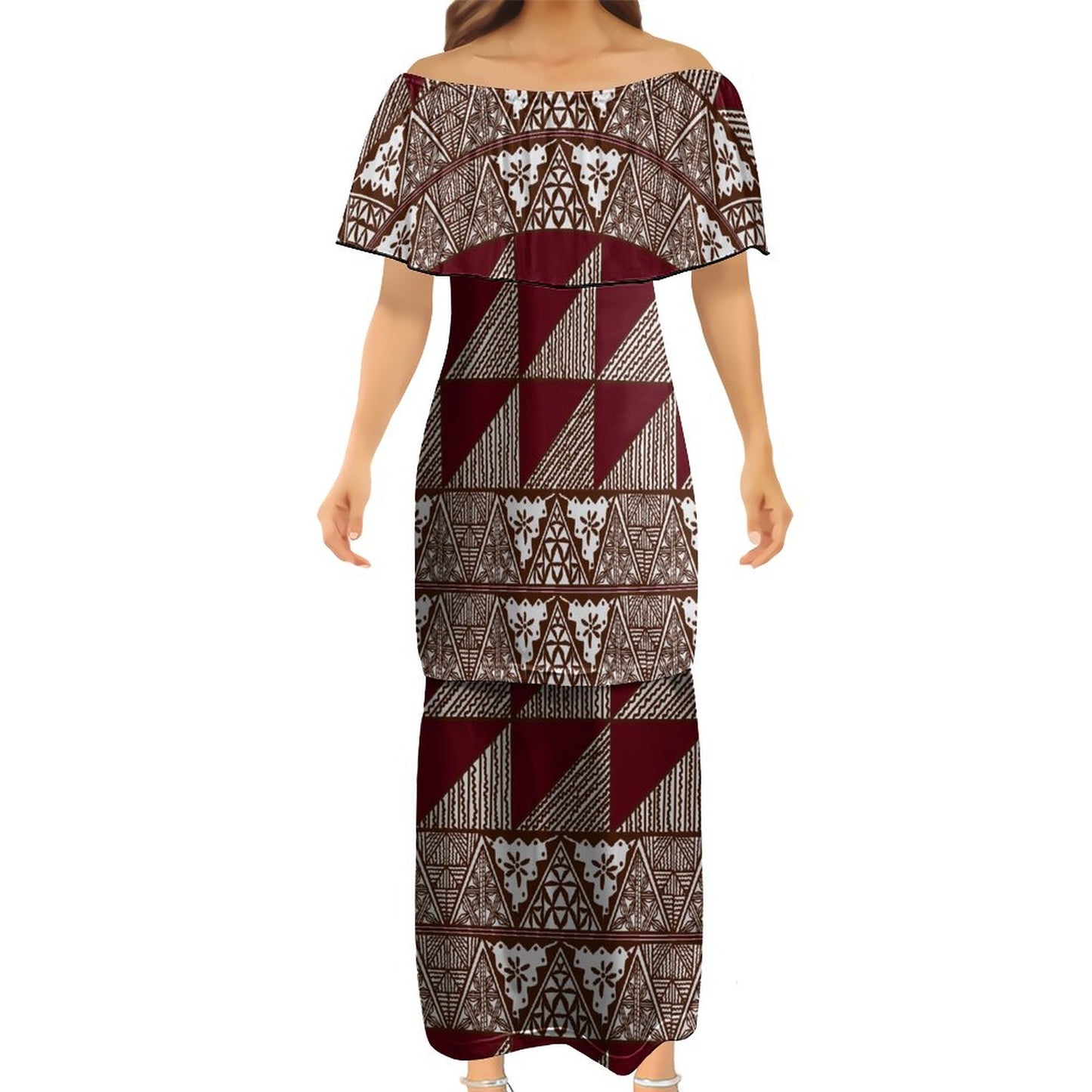 Ensemble blanc haut/jupe motif gatu