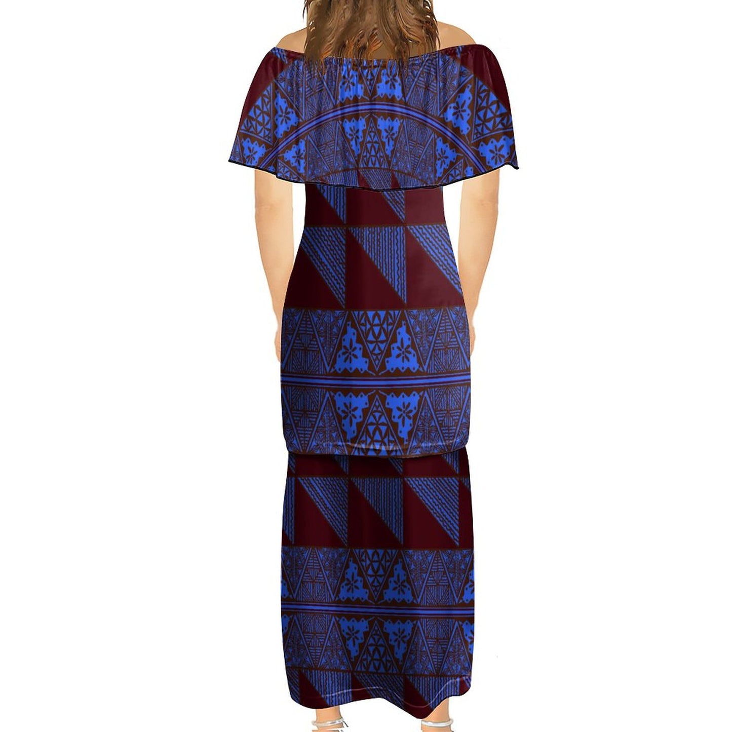 Ensemble haut/jupe bleue motif gatu