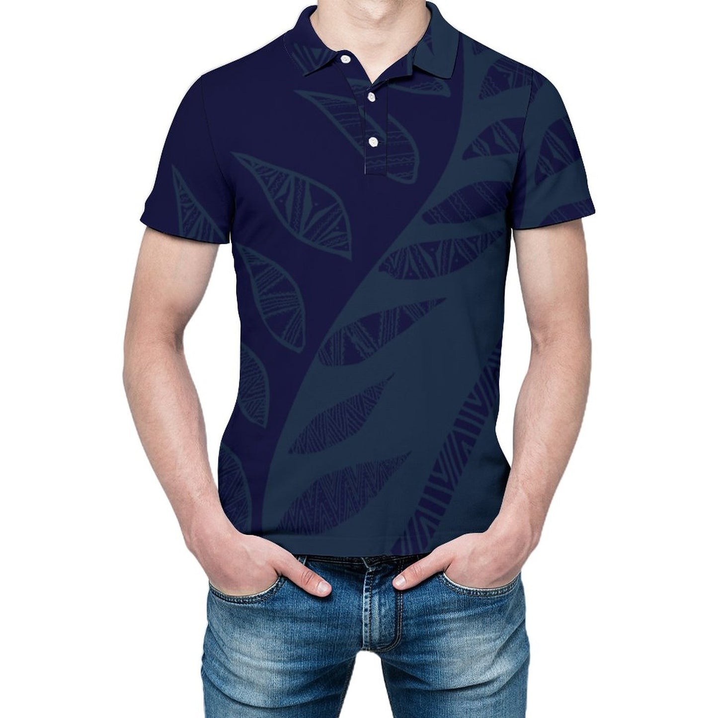 Polo pio imprimé bleu