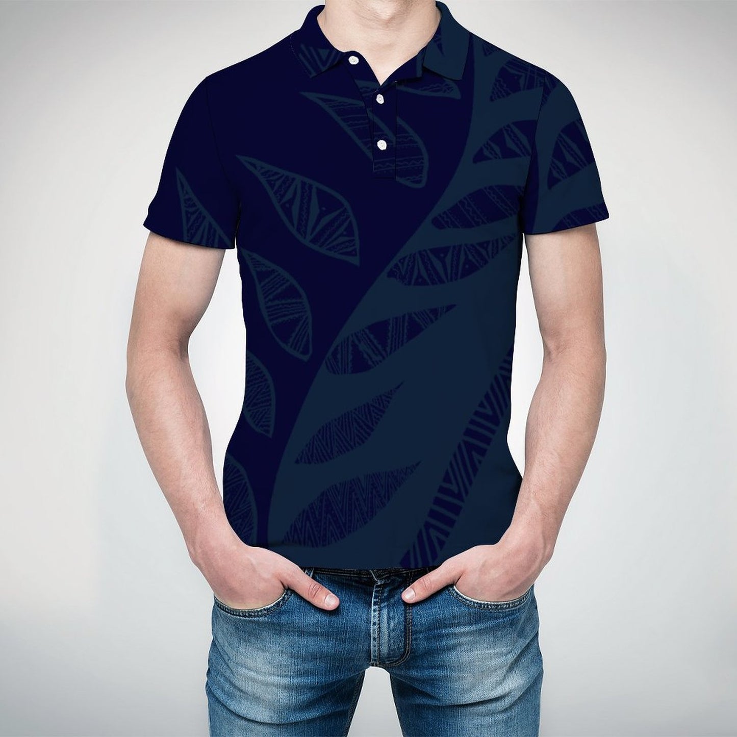 Polo pio imprimé bleu