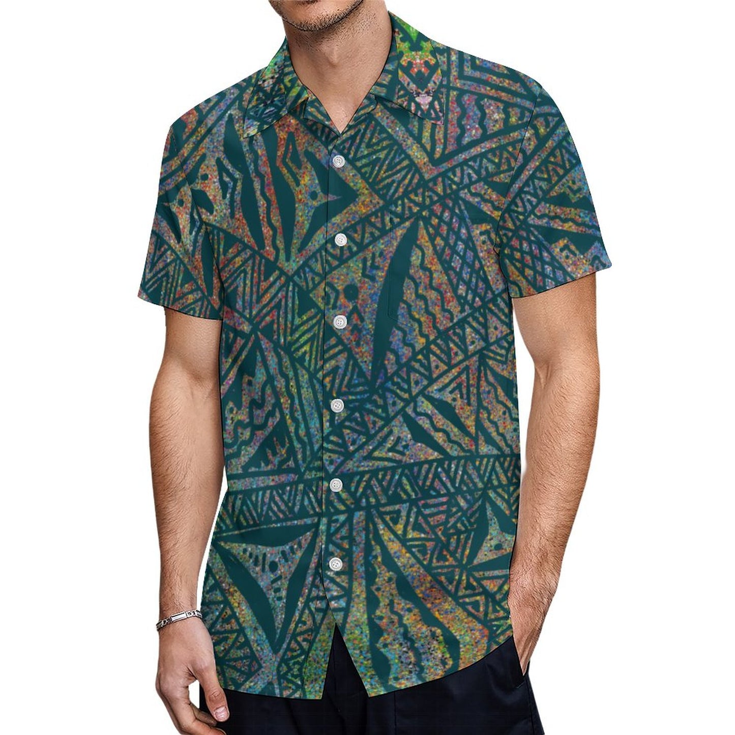 Chemise hévi vert imprimée gatu