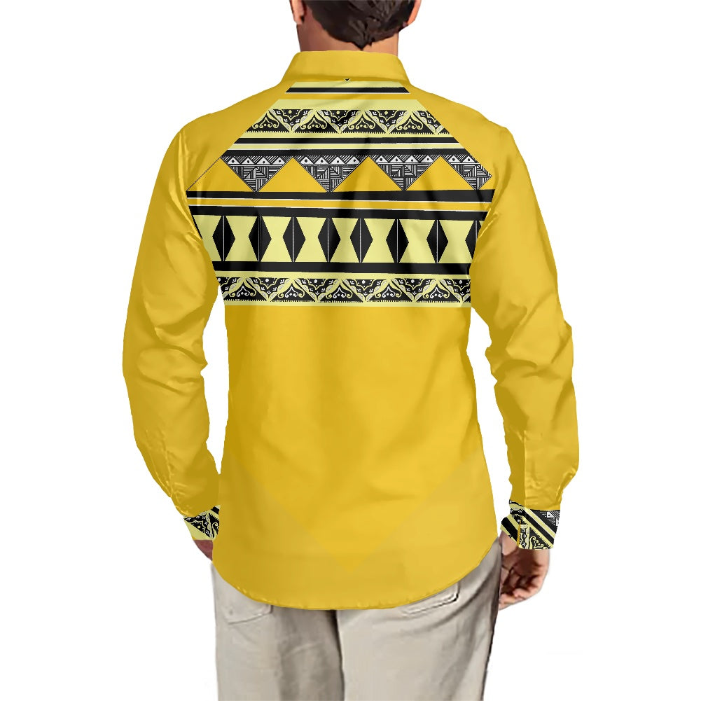 Chemise mata jaune imprimée tapa