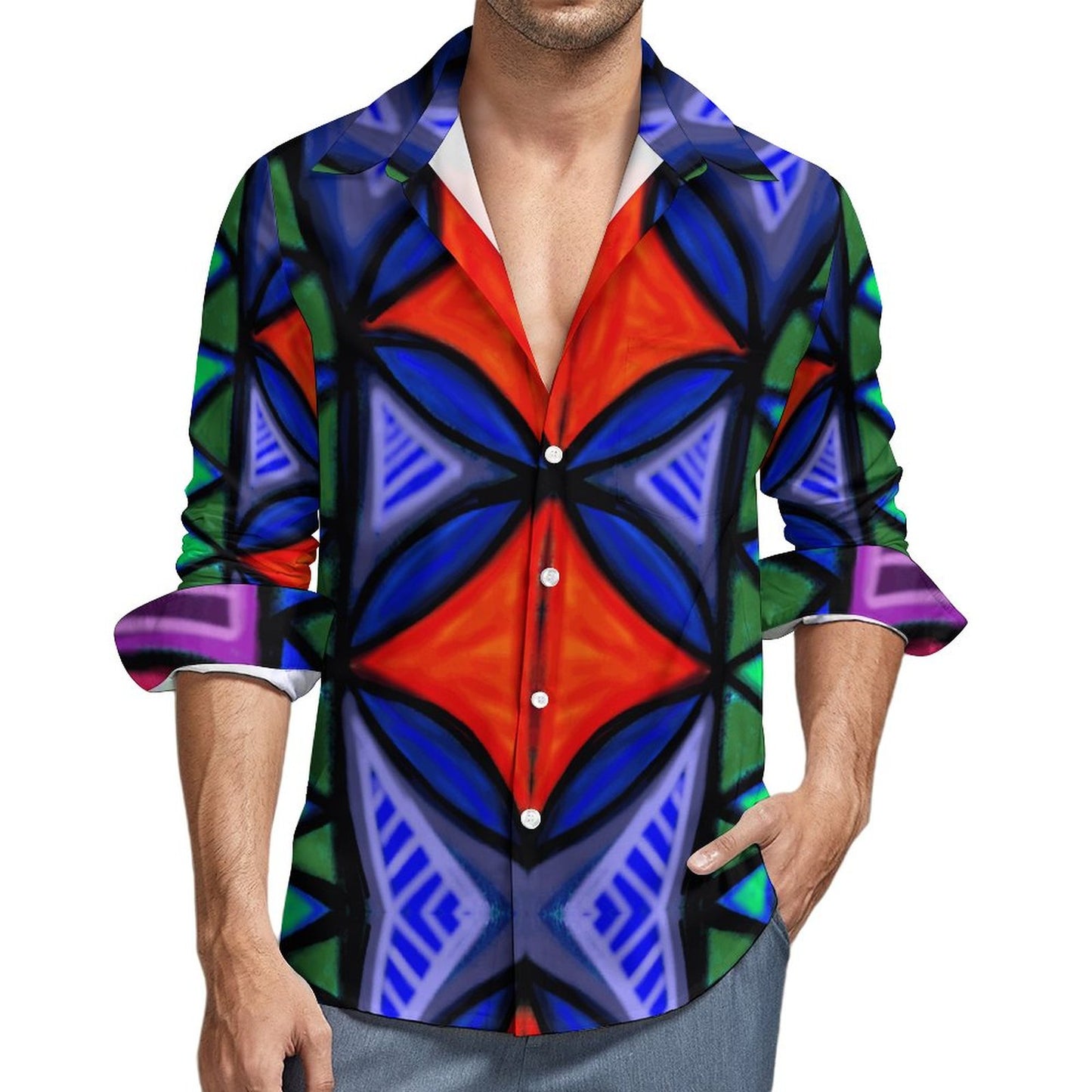 Chemise eva imprimé rouge/bleu