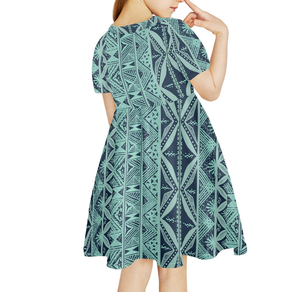 Robe lina bleue imprimée gatu