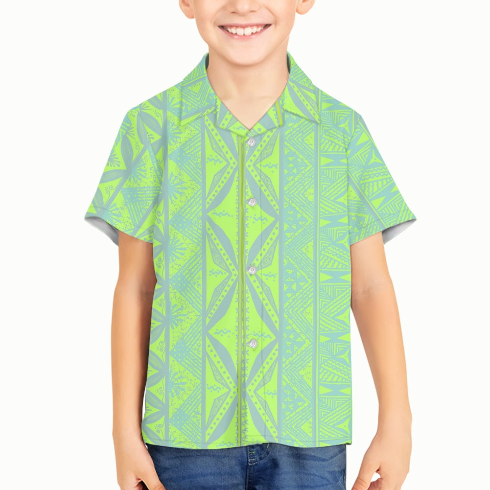 Chemise matt vert imprimée gatu
