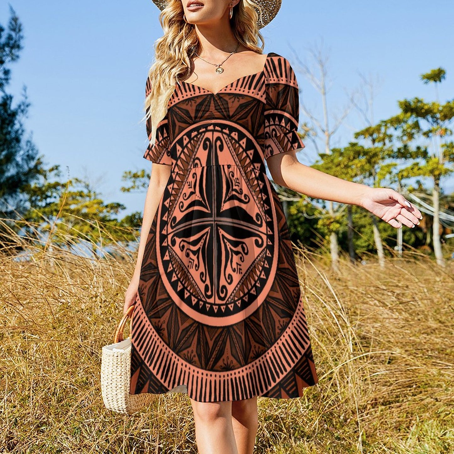 Robe ana saumon imprimée gatu