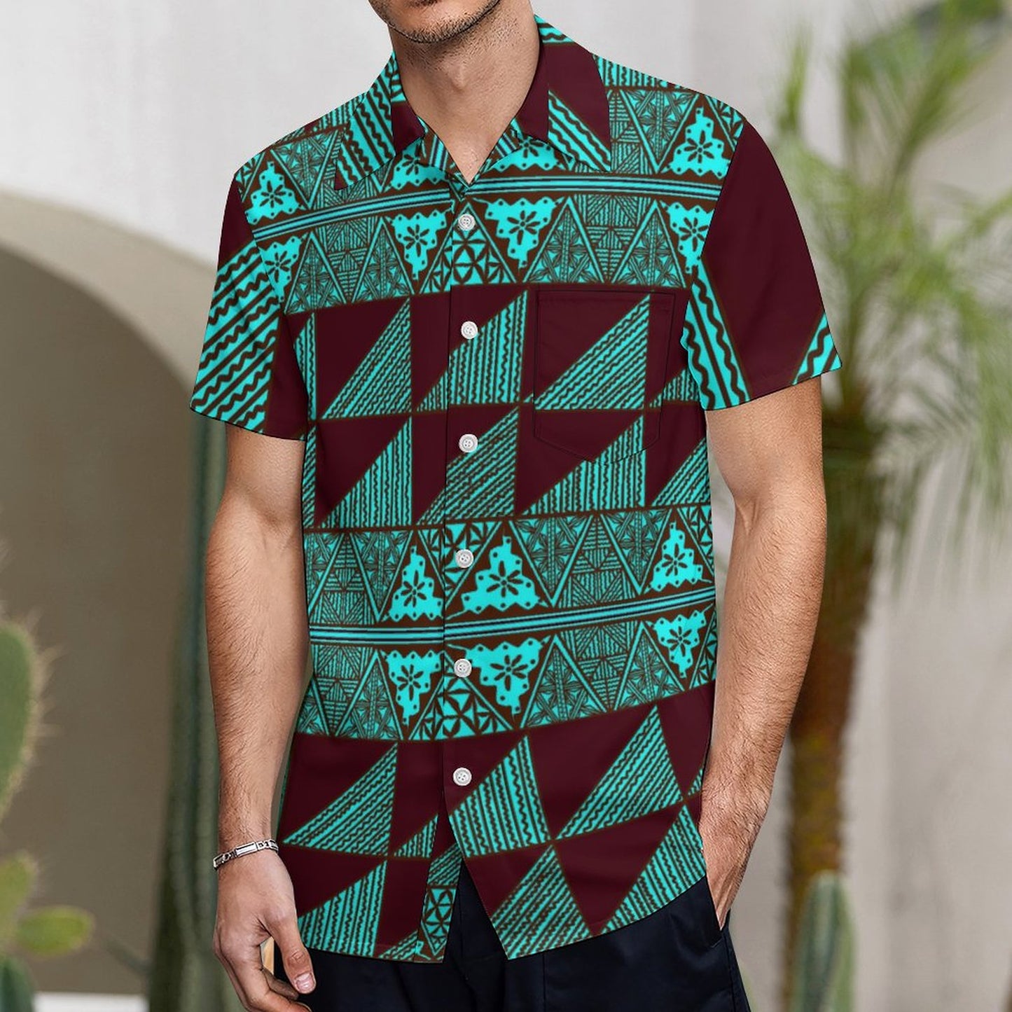Chemise hévi vert imprimée gatu