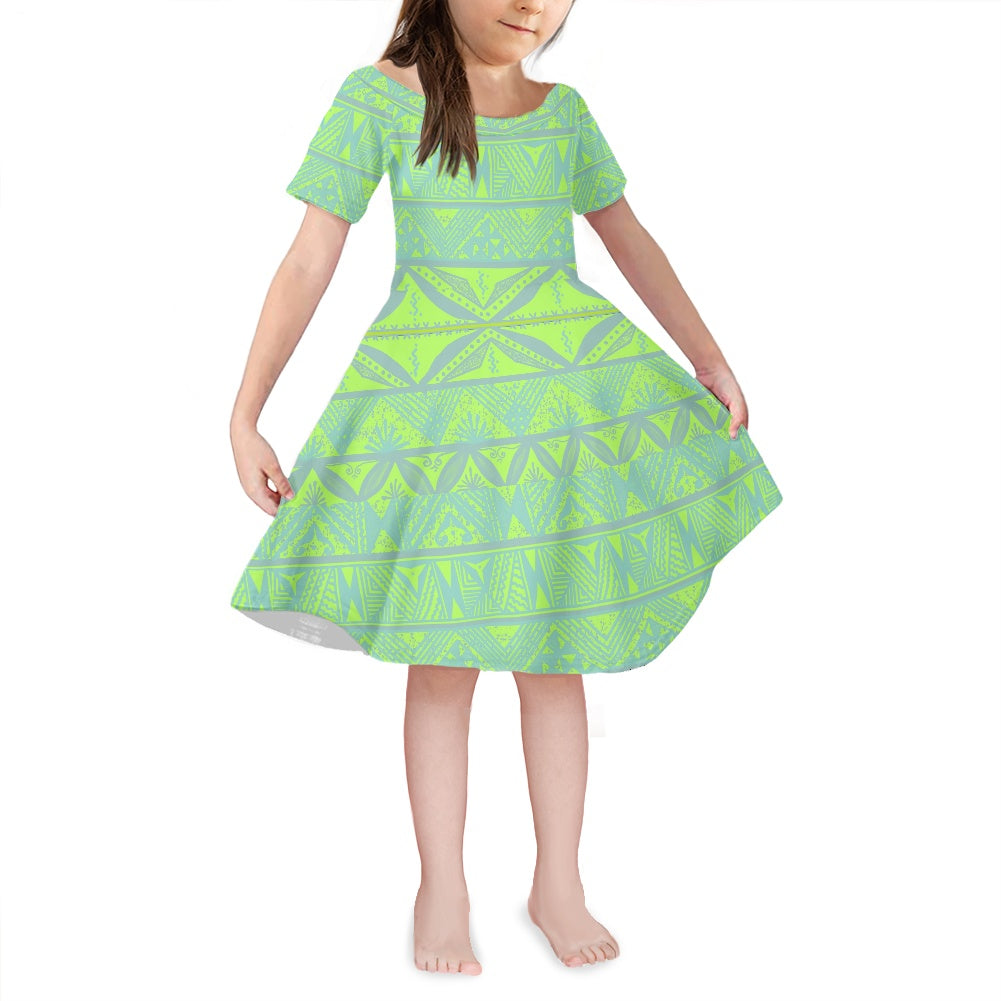 Robe lina vert imprimé gatu