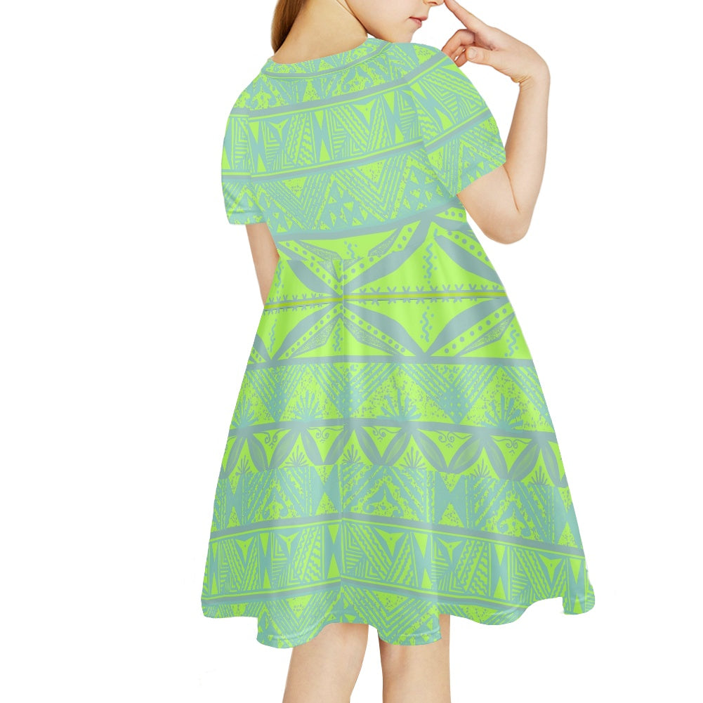 Robe lina vert imprimé gatu