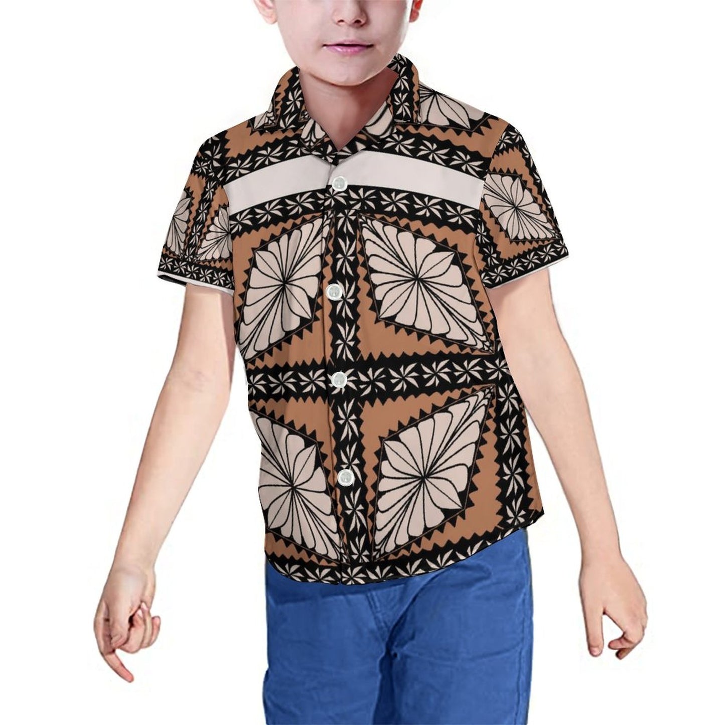Chemise marron imprimé gatu pour enfant