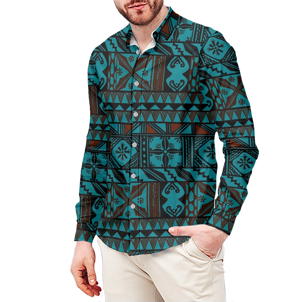 Chemise mata vert imprimée gatu