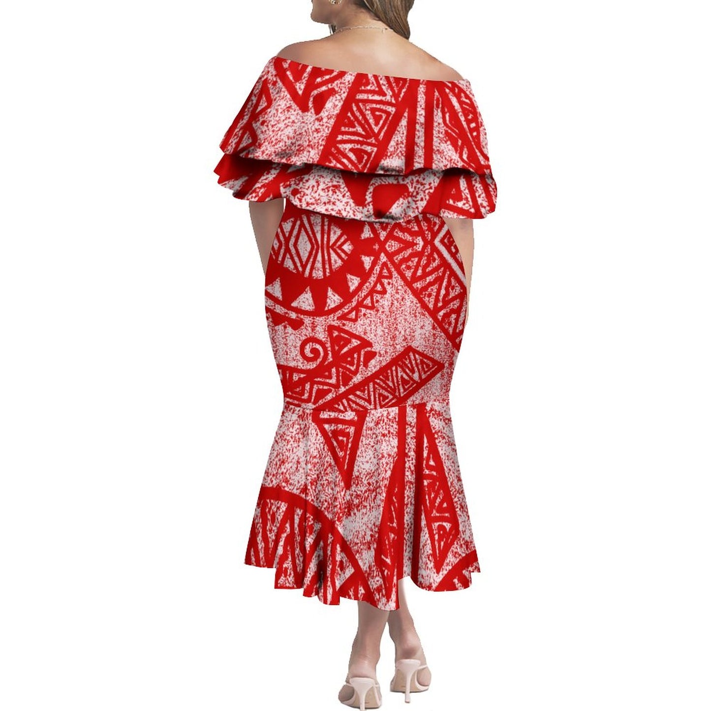 Robe volante imprimée rouge