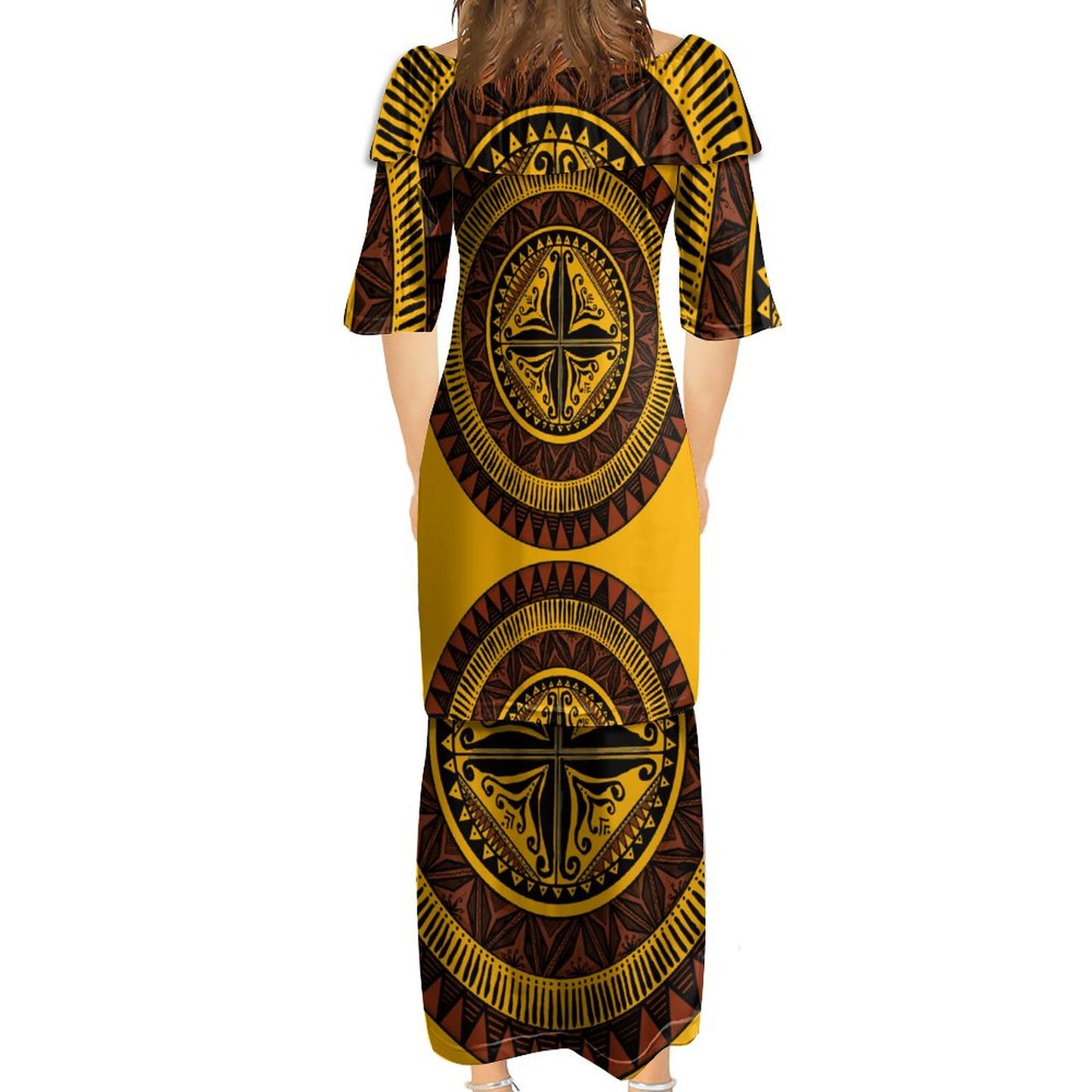 Ensemble kati jaune fluo haut col croisé/jupe motif gatu