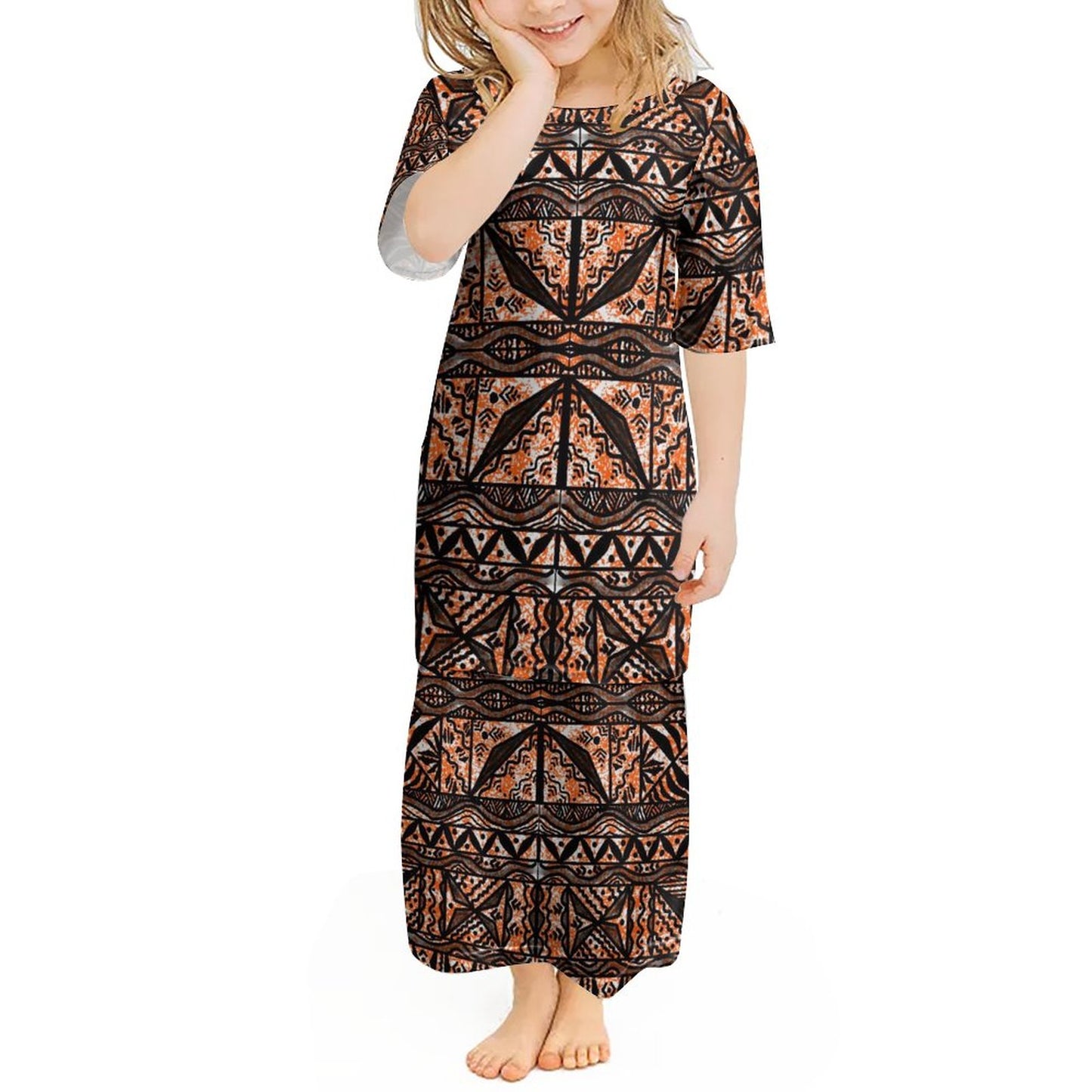 Ensemble haut/jupe fillette marron motif gatu