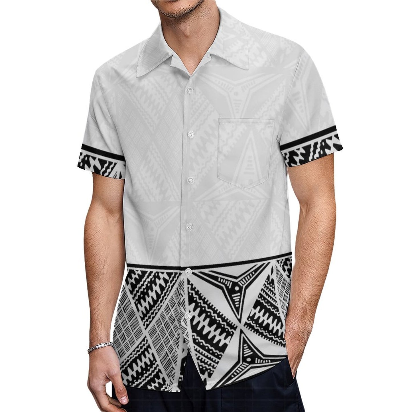 Chemise hévi blanc imprimée gatu noir