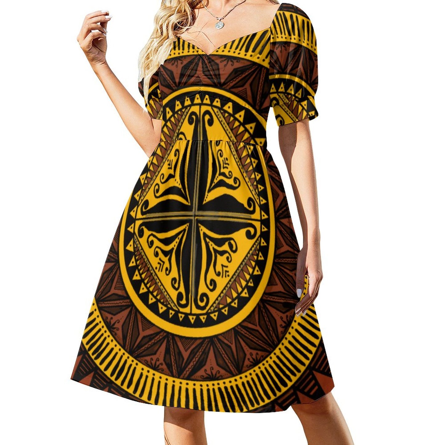 Robe ana jaune imprimée gatu