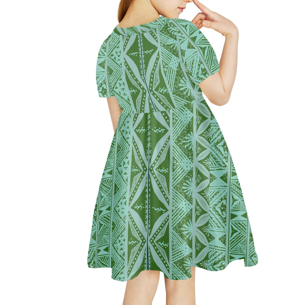Robe lina vert imprimée gatu
