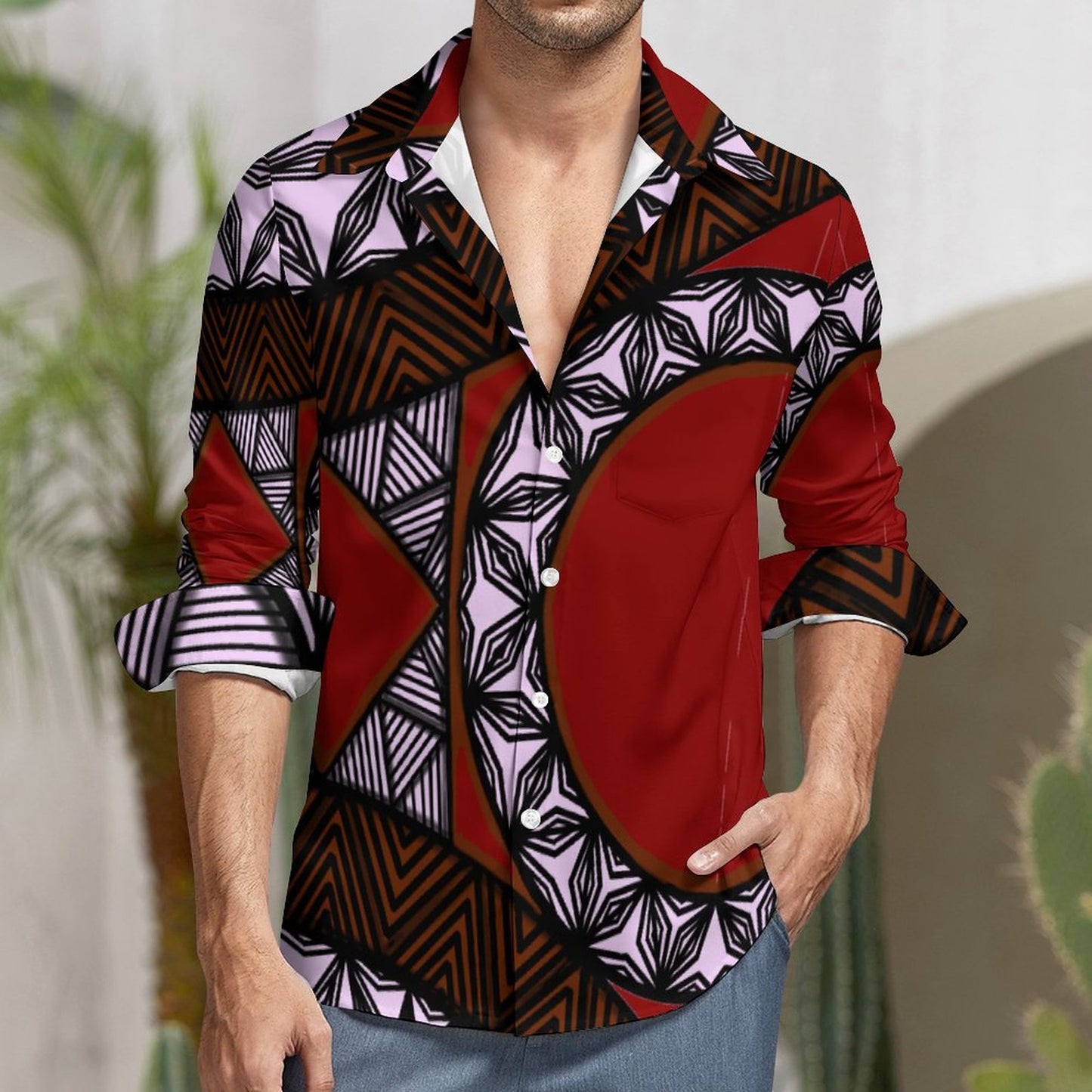 Chemise matatoa violet imprimé gatu