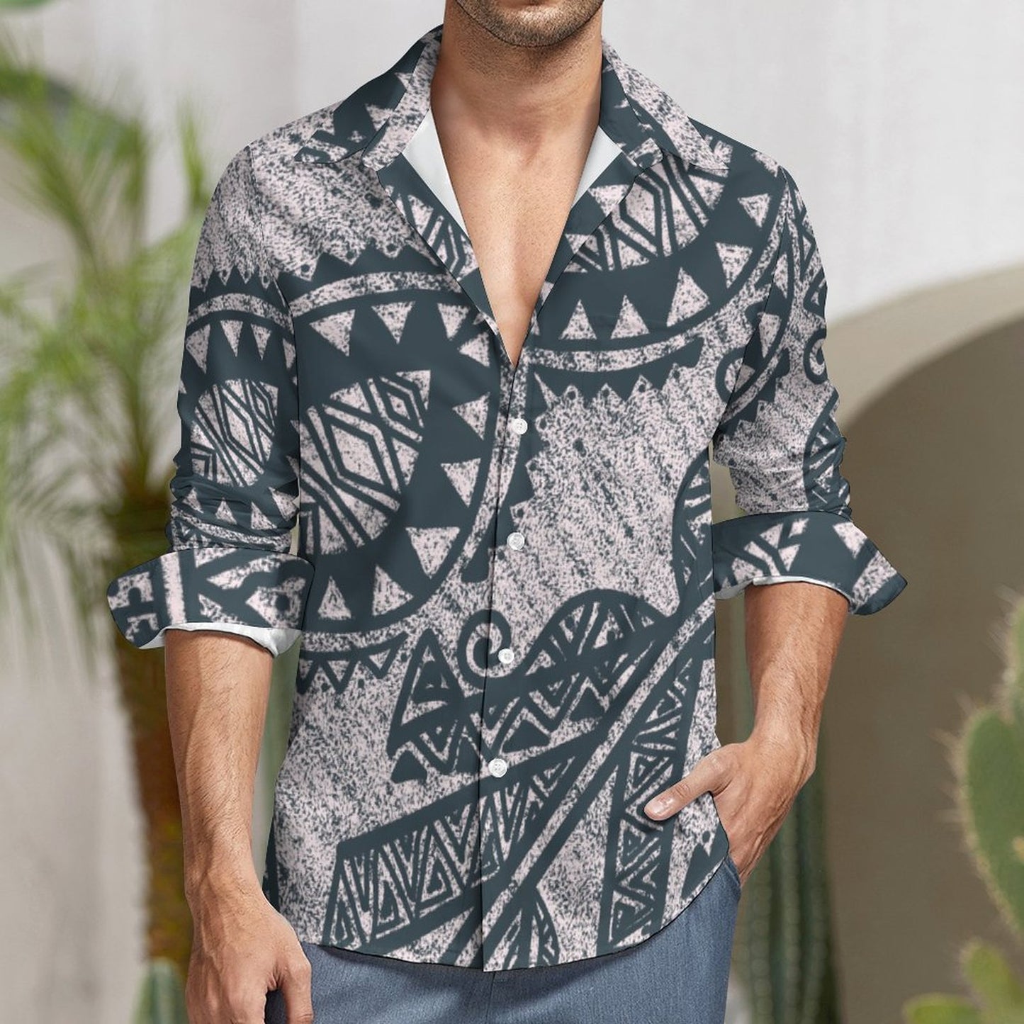 Chemise vert foncé kalaga imprimé gatu
