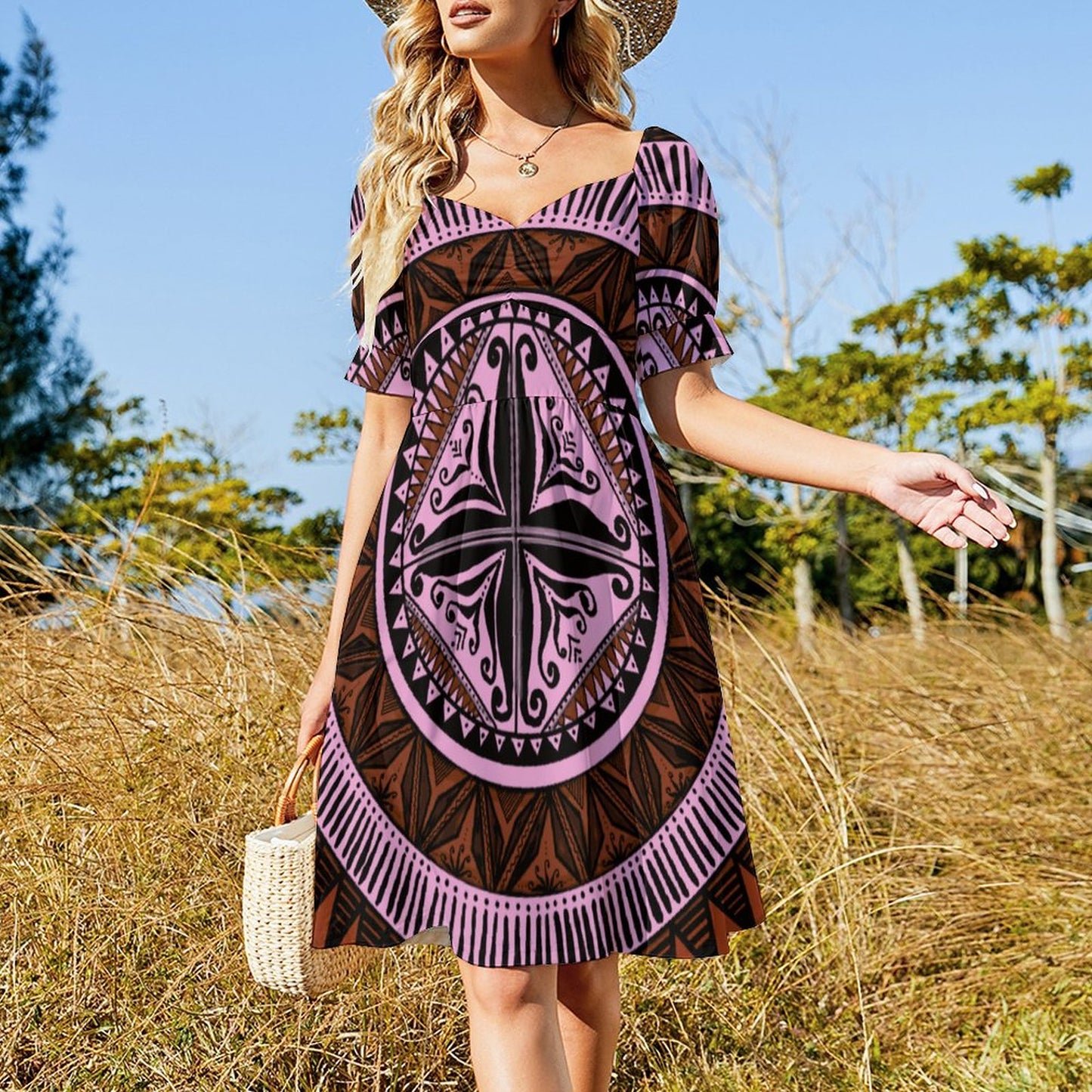 Robe ana rose imprimée gatu