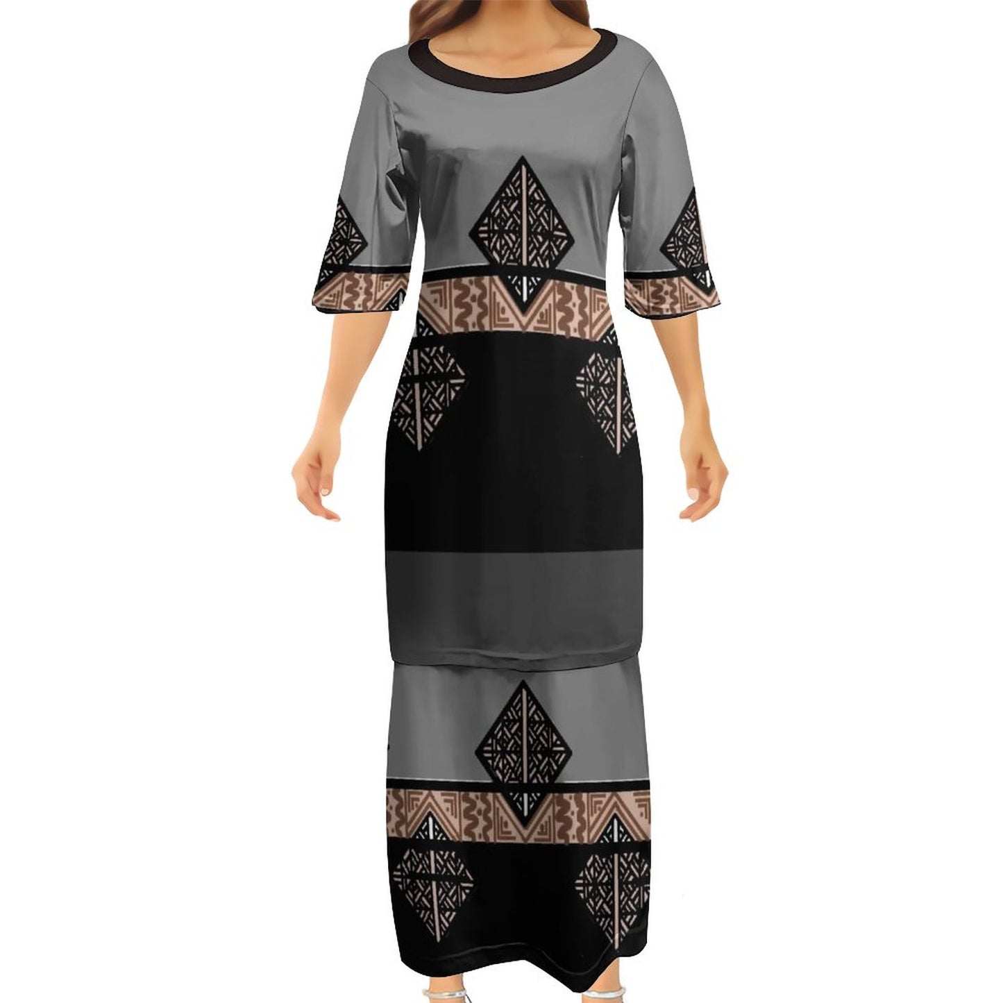 Ensemble haut/jupe tricolore motif gatu