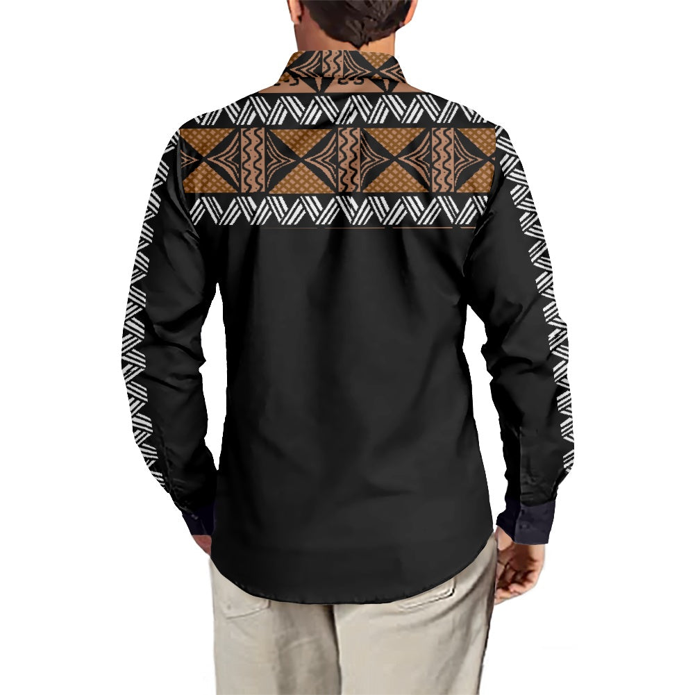 Chemise mata noire imprimée gatu